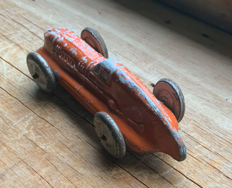 New Zealand made Tink-E toys lead racing car toy dating from circa 1948
